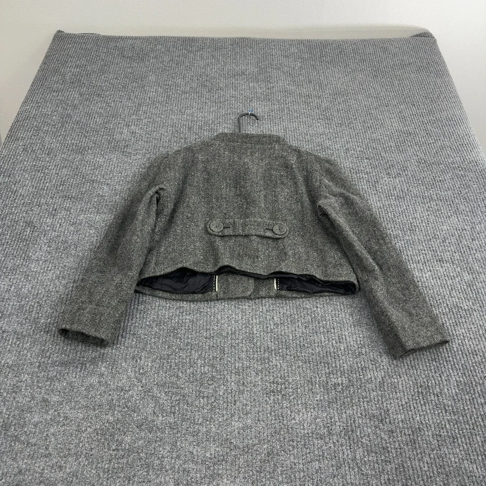 Banana Republic Blazer Women 6 Gray Wool Cropped Mock Neck‎ Tweed Career Style